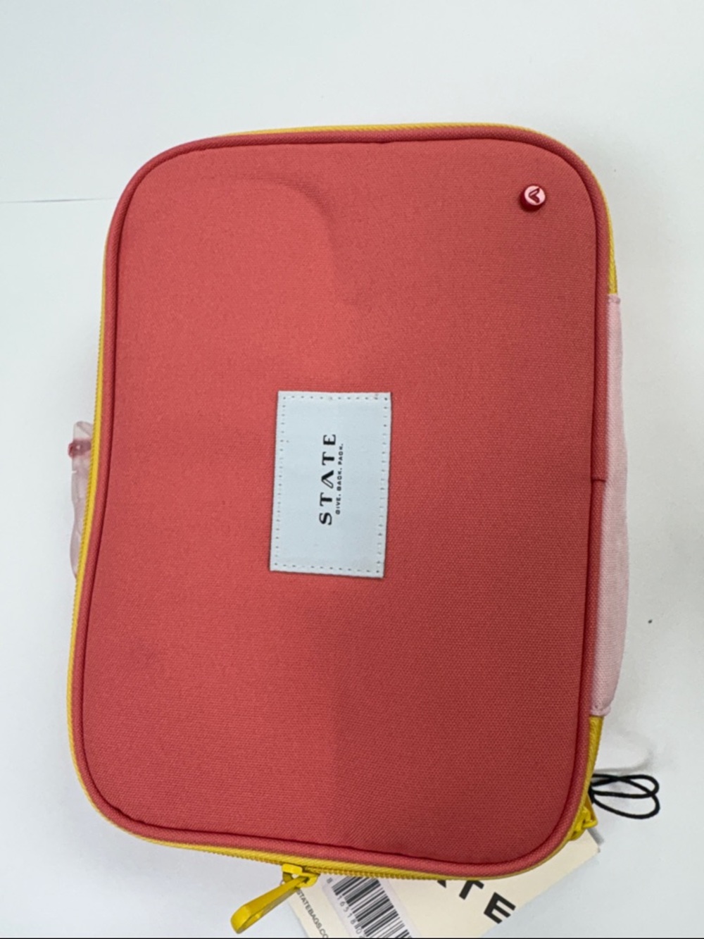 STATE Kids Coral Lunch Bag with Yellow Trim